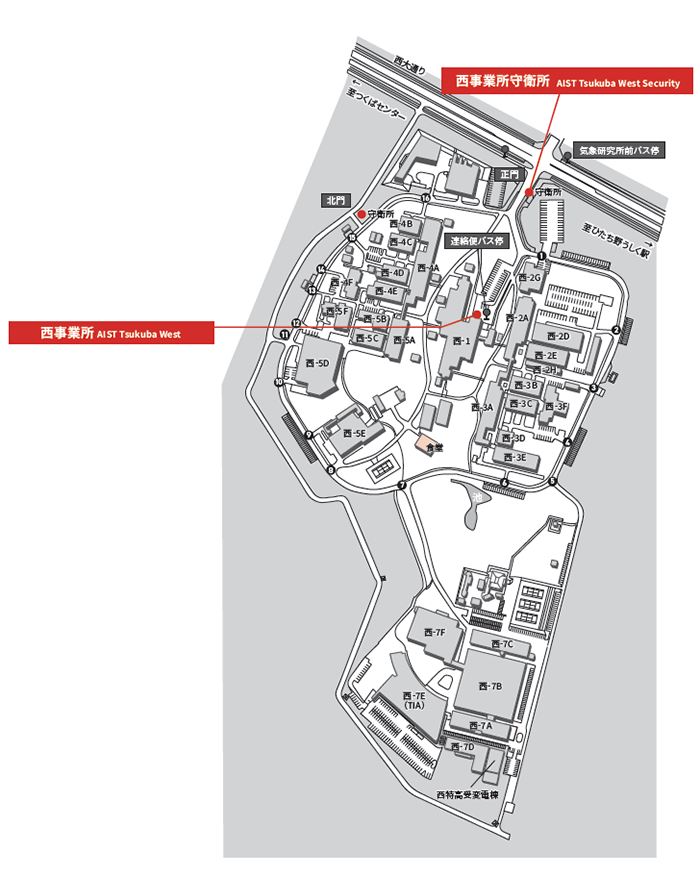 つくば西構内案内図