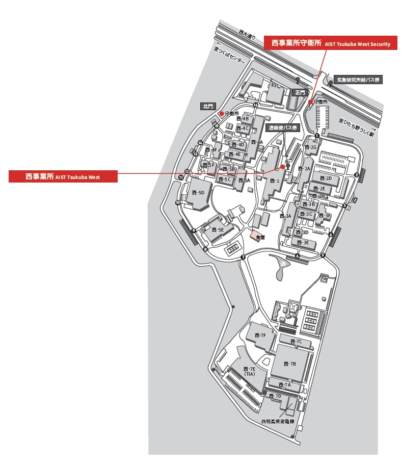 つくば西構内案内図