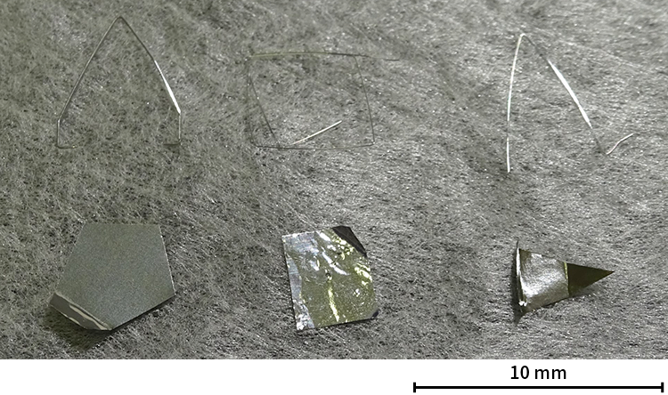 サブミリグラム分銅と標準分銅群の1ミリグラム分銅